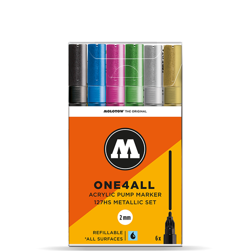Molotow ONE4ALL Acrylic Markers 127HS 6 pcs Metal SET 2 mm