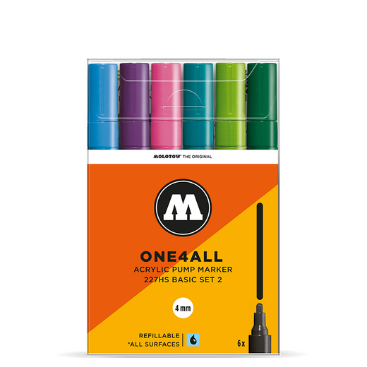 Molotow ONE4ALL Acrylic Markers 227HS 6 pcs Basic Set 2 (4 mm)