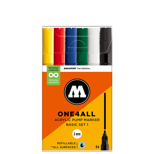 Molotow One4all Acrylic Markers 127HS | 6 pcs Basic Set 1 (2mm)
