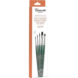 Tintoretto Essential Oil & Acrylic Brush Set 9004, Short Handle