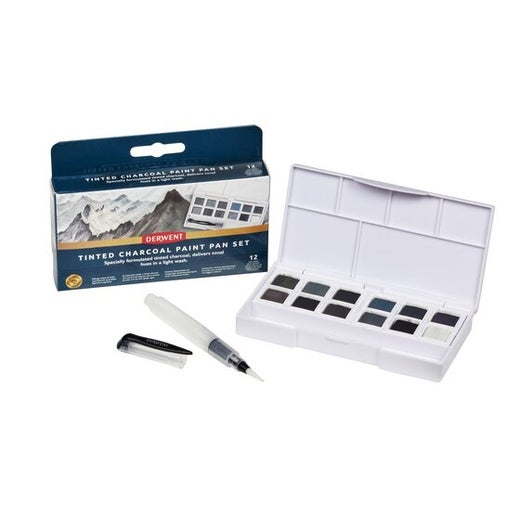Derwent Tinted Charcoal Paint Pan Set &ndash; 12 Colors