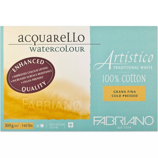 Fabriano Artistico akvarellilehti&ouml;t Traditional White - cold pressed,  GF, 300g 20ark.